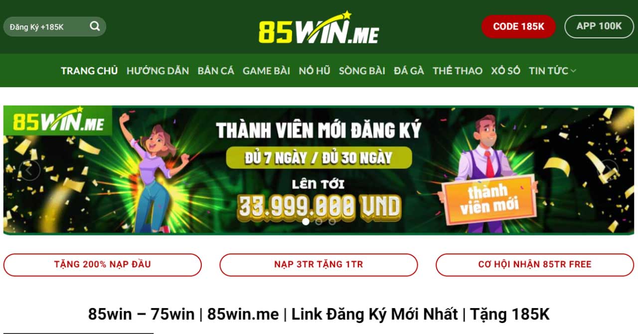 link trang chủ 85win